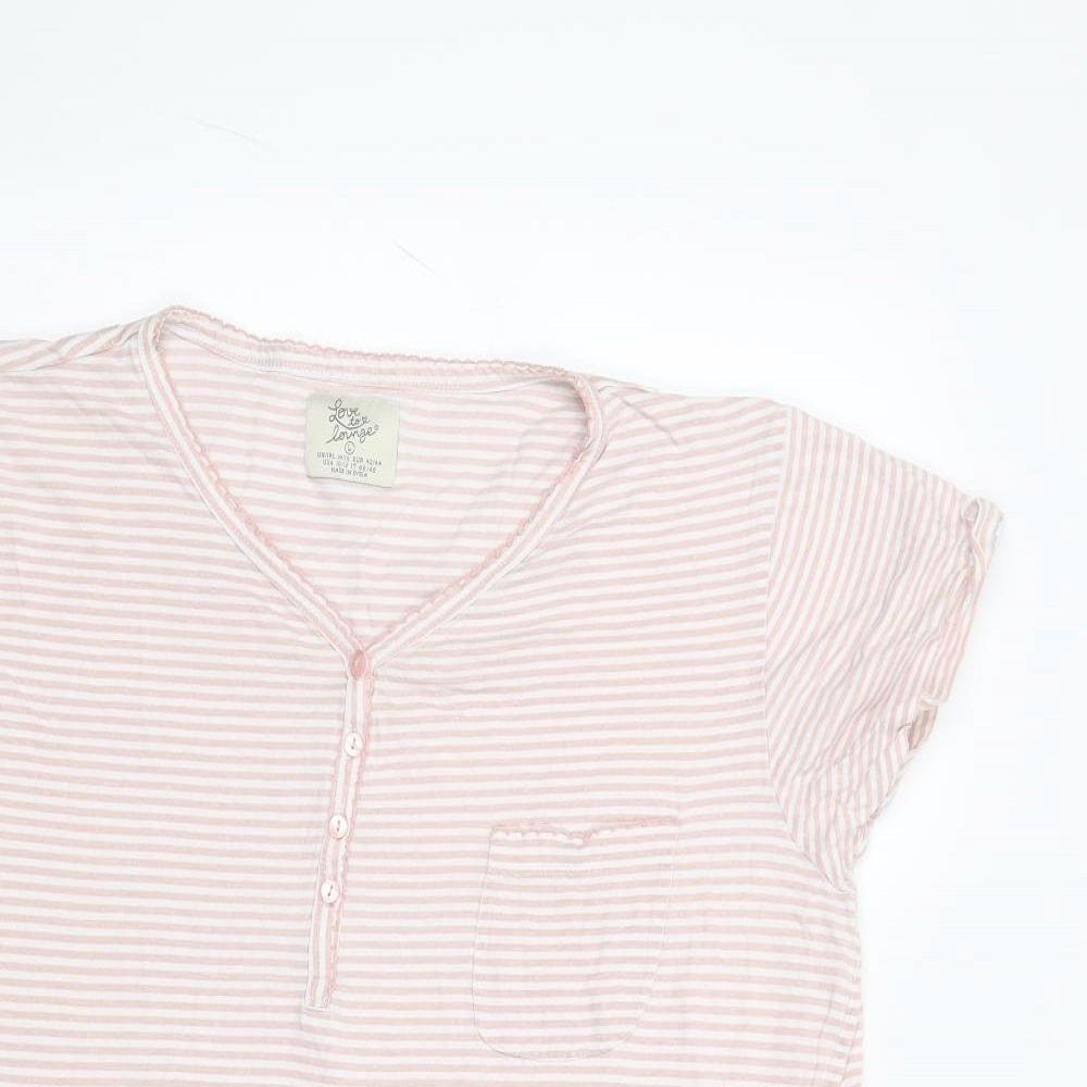 Primark Womens Pink Striped Cotton Capri Dress Size L  Button
