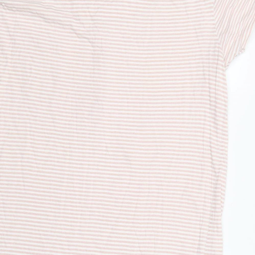 Primark Womens Pink Striped Cotton Capri Dress Size L  Button