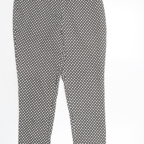 New Look Womens Black Geometric Polyester Dress Pants Trousers Size 10 L27 in Regular Button