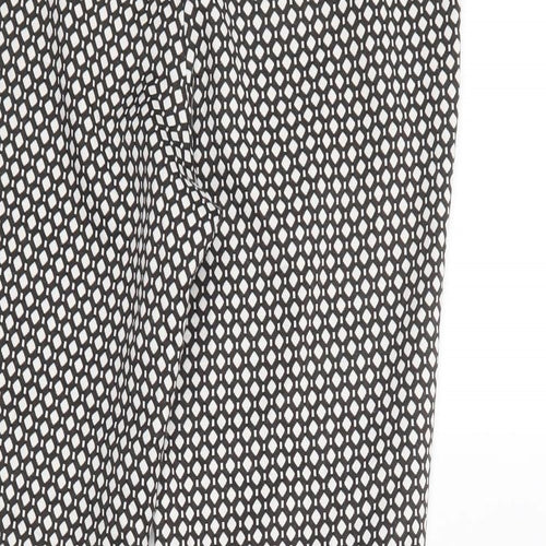 New Look Womens Black Geometric Polyester Dress Pants Trousers Size 10 L27 in Regular Button