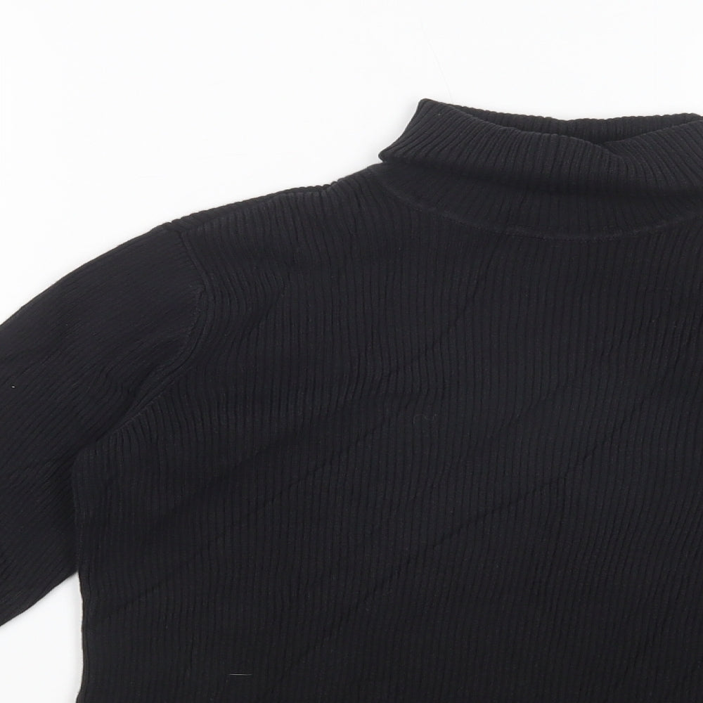 Petite Sophisticate Womens Black Roll Neck  Cotton Pullover Jumper Size 12