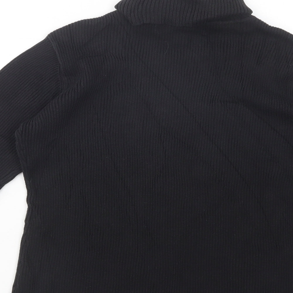 Petite Sophisticate Womens Black Roll Neck  Cotton Pullover Jumper Size 12