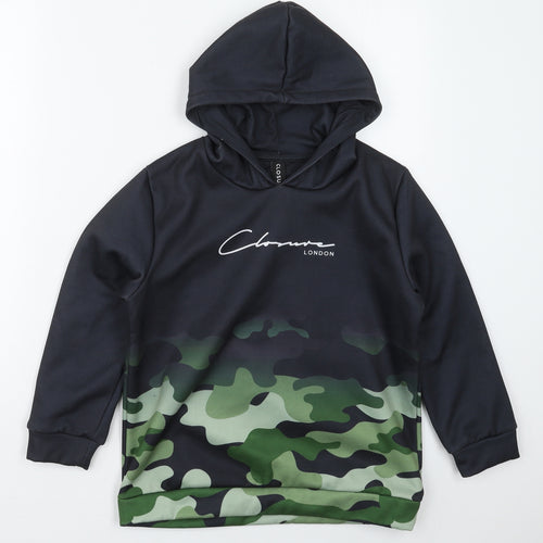 Closure London Boys Black Camouflage Polyester Pullover Hoodie Size 10-11 Years  Pullover