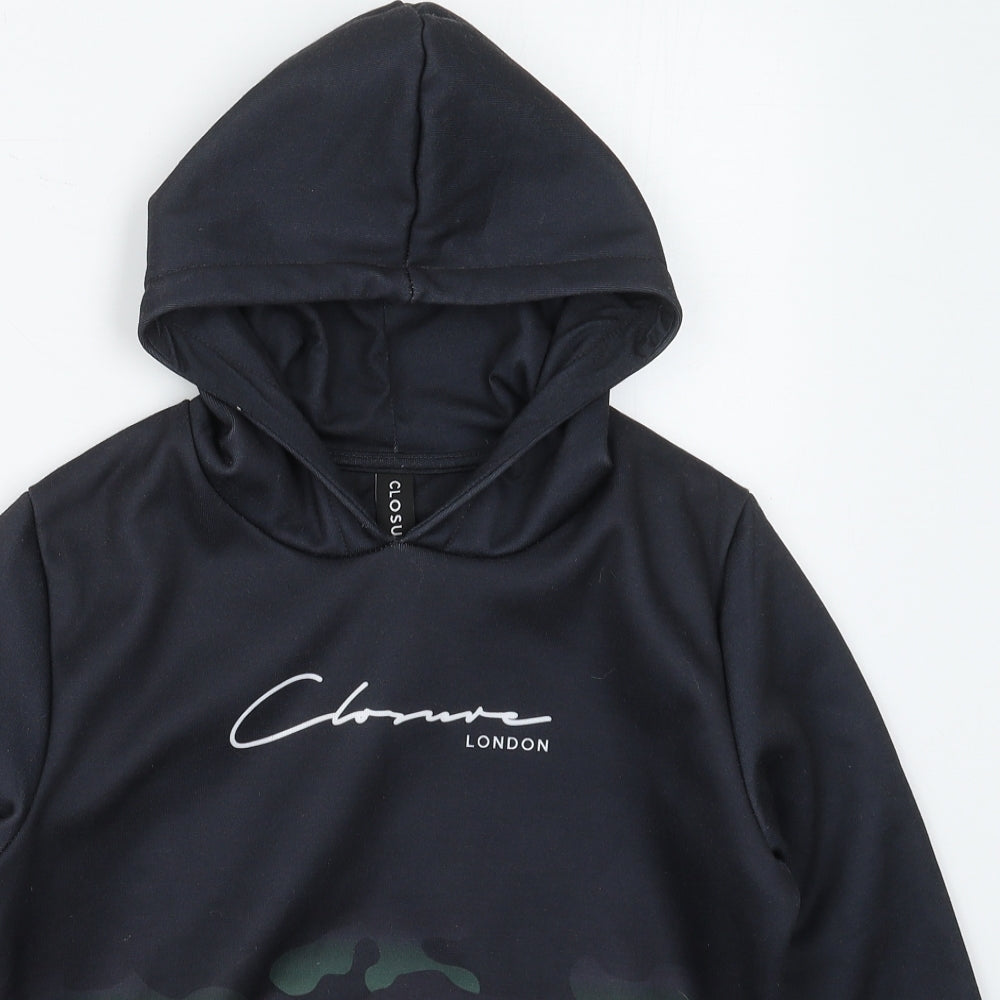 Closure London Boys Black Camouflage Polyester Pullover Hoodie Size 10-11 Years  Pullover