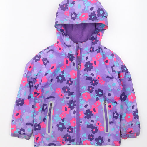 Hotoho Kids Girls Purple Floral  Basic Coat Coat Size S  Zip