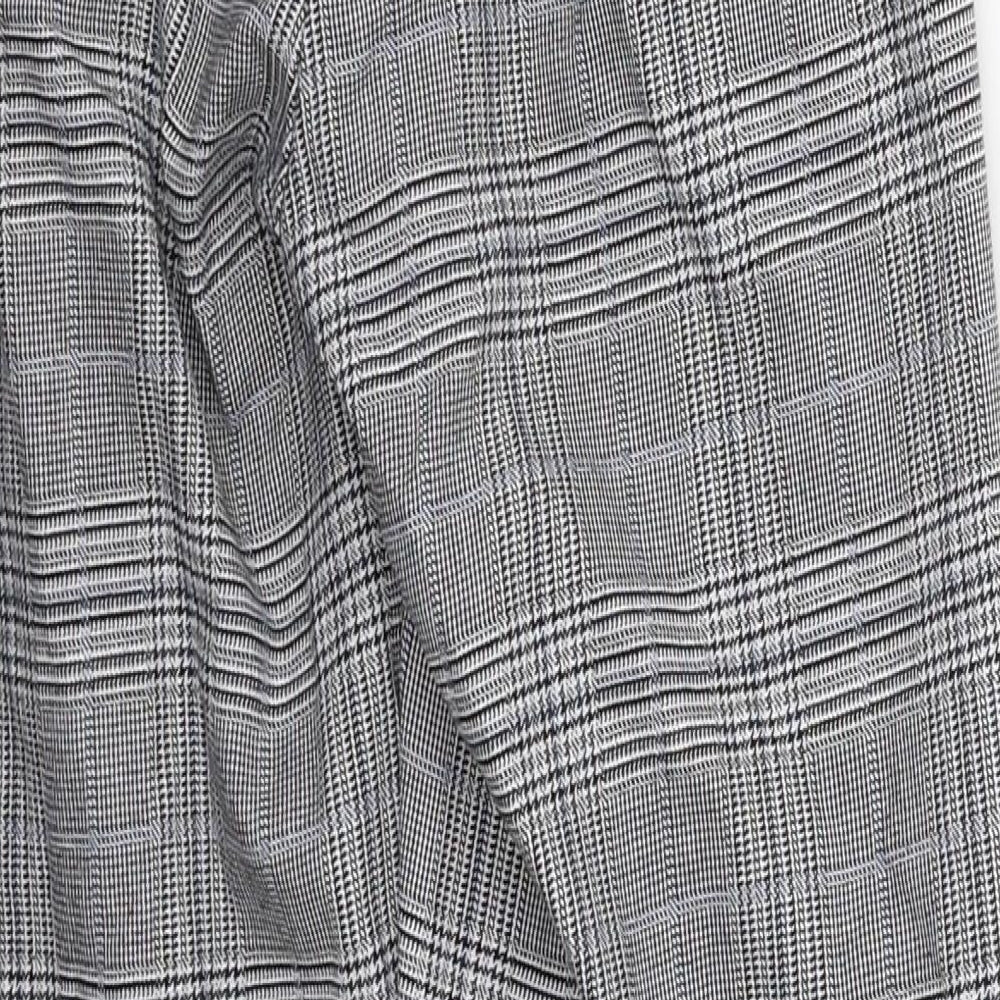 Bershka Womens Grey Check Polyester Trousers  Size S L27 in Regular Zip