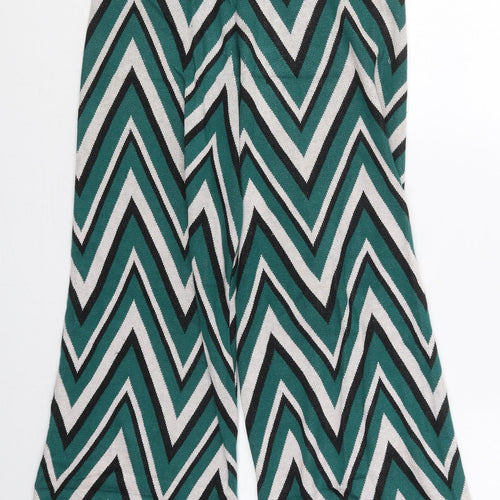 VERO MODA Womens Green Geometric Viscose Trousers  Size S L26 in Regular