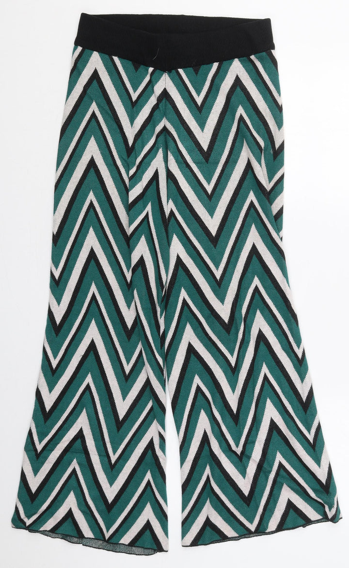VERO MODA Womens Green Geometric Viscose Trousers  Size S L26 in Regular