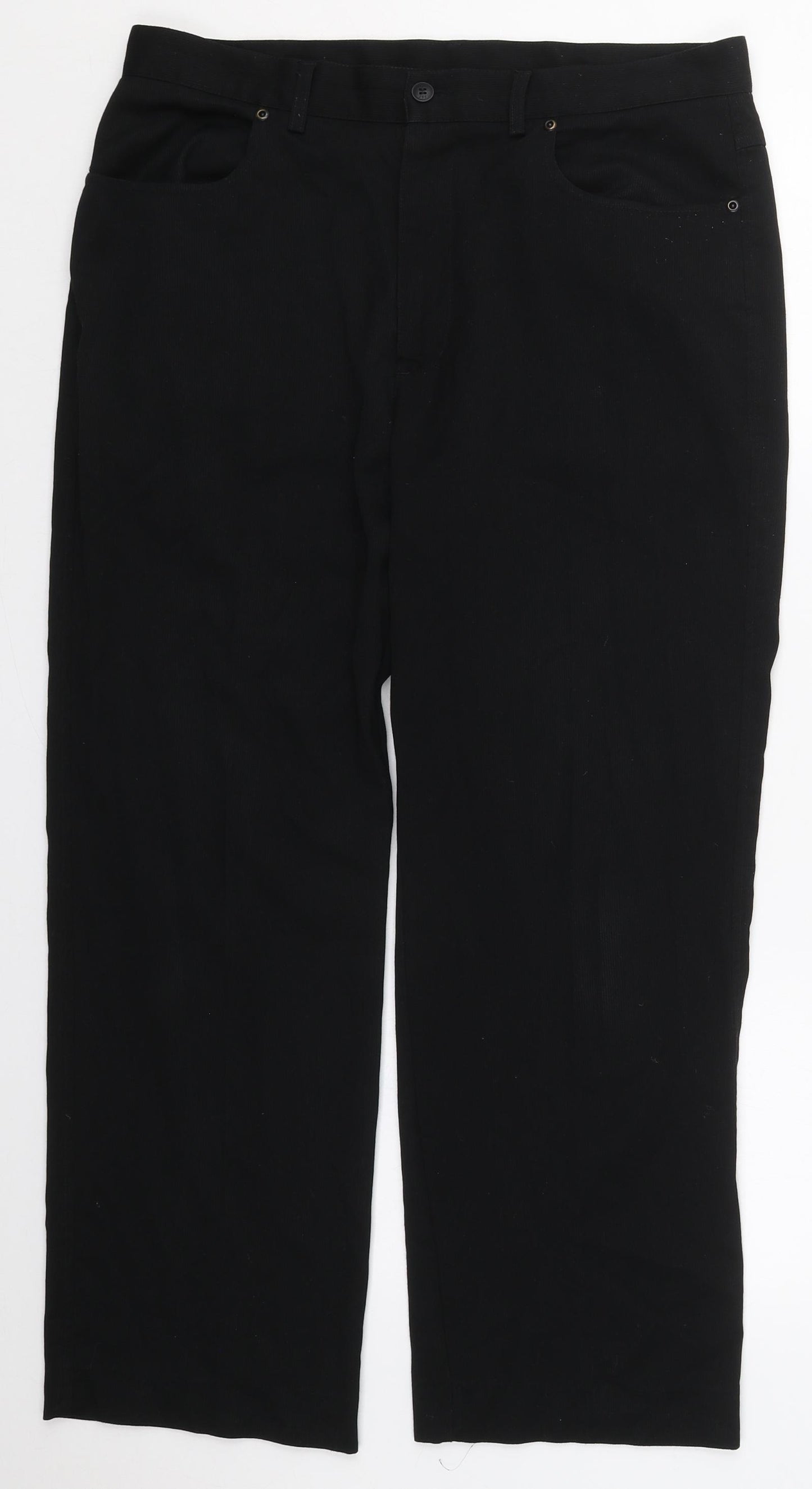 F&F Mens Black  Polyester Trousers  Size 34 L27 in Regular Button