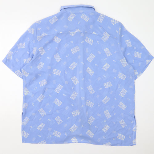 Ann Harvey Womens Blue Geometric Polyester Basic Button-Up Size 22 Collared