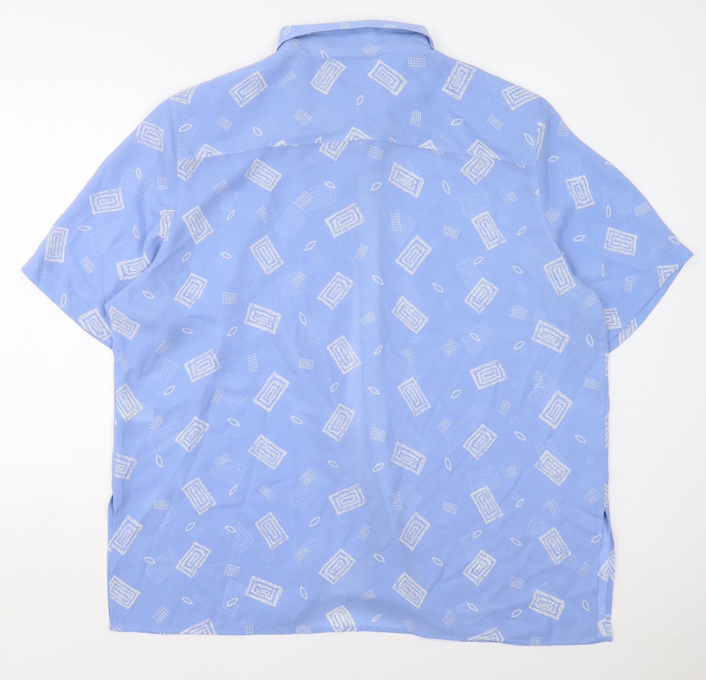 Ann Harvey Womens Blue Geometric Polyester Basic Button-Up Size 22 Collared