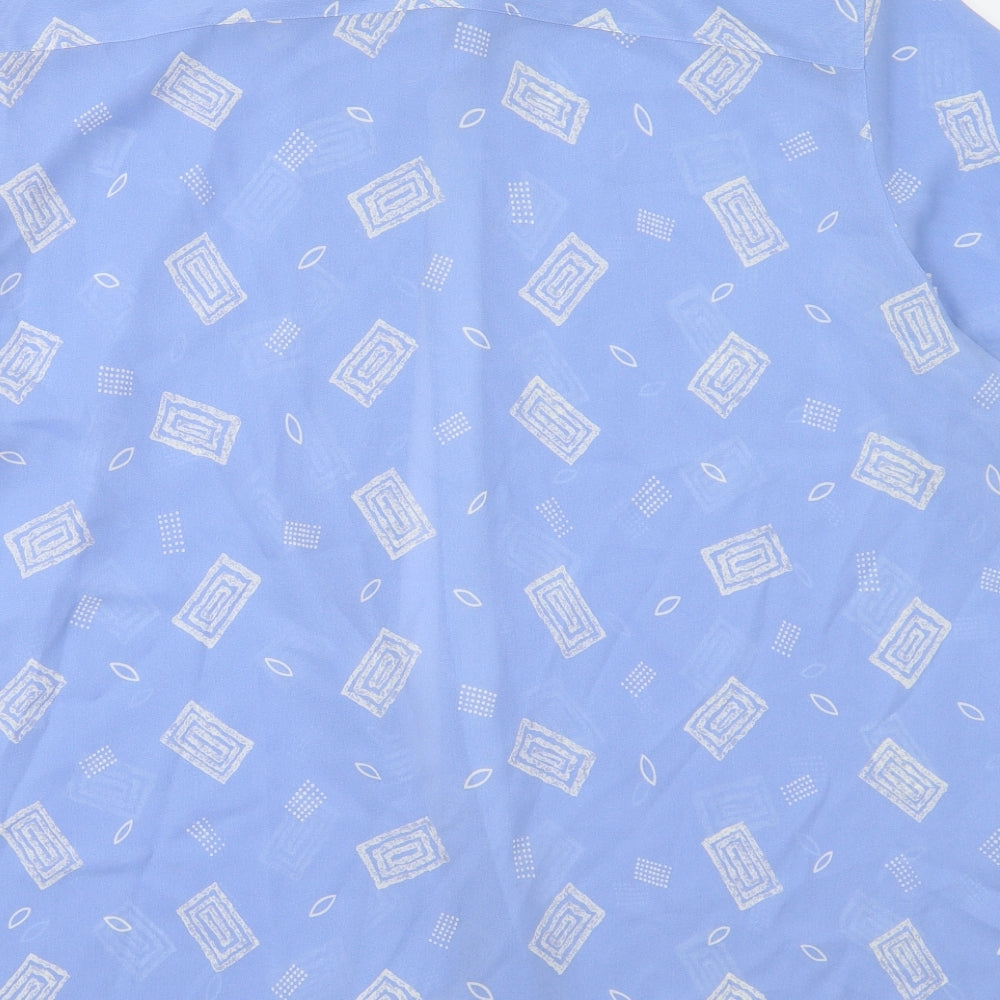 Ann Harvey Womens Blue Geometric Polyester Basic Button-Up Size 22 Collared