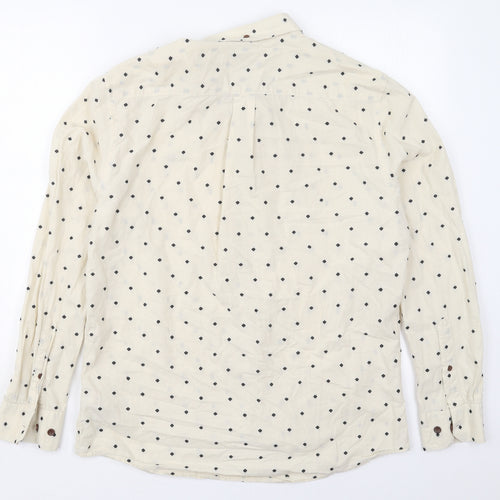 Farah Mens Beige Geometric Cotton  Button-Up Size L Collared Button