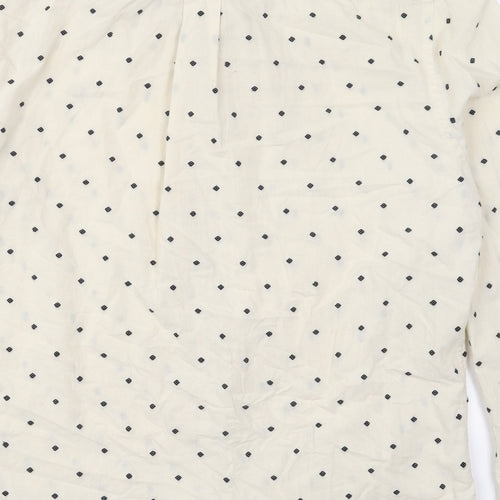 Farah Mens Beige Geometric Cotton  Button-Up Size L Collared Button