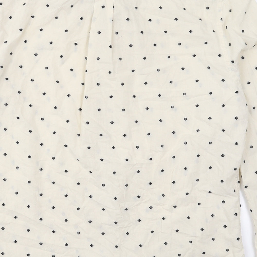 Farah Mens Beige Geometric Cotton  Button-Up Size L Collared Button