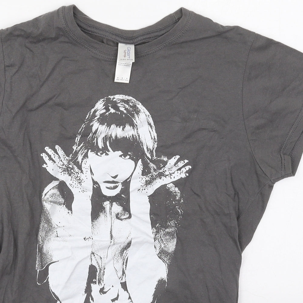 Gildan Womens Grey  Cotton Basic T-Shirt Size M Crew Neck - Woman
