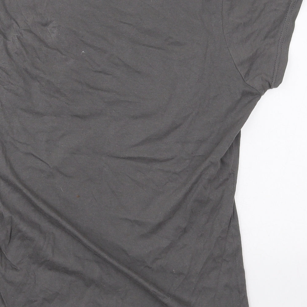 Gildan Womens Grey  Cotton Basic T-Shirt Size M Crew Neck - Woman