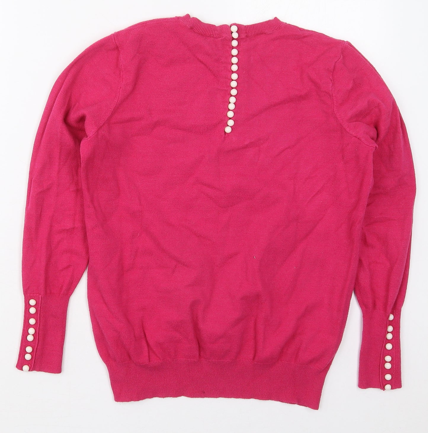 Savoir Womens Pink Crew Neck  Viscose Pullover Jumper Size M