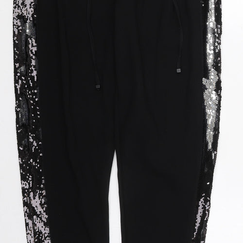 Cotton Brothers Womens Black  Polyester Trousers  Size S L28 in Regular Drawstring