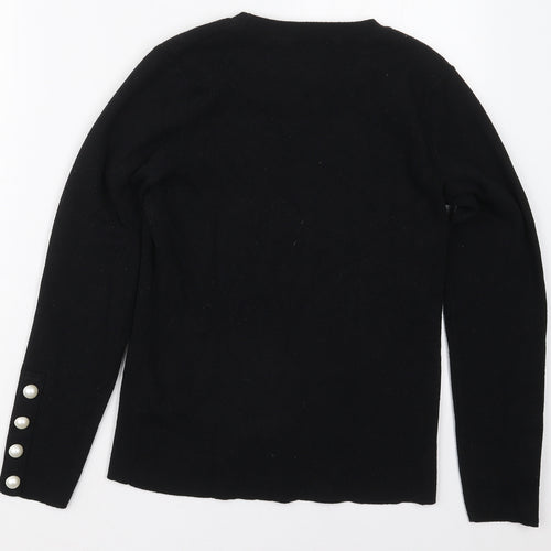 Savior Womens Black Crew Neck  Viscose Pullover Jumper Size M