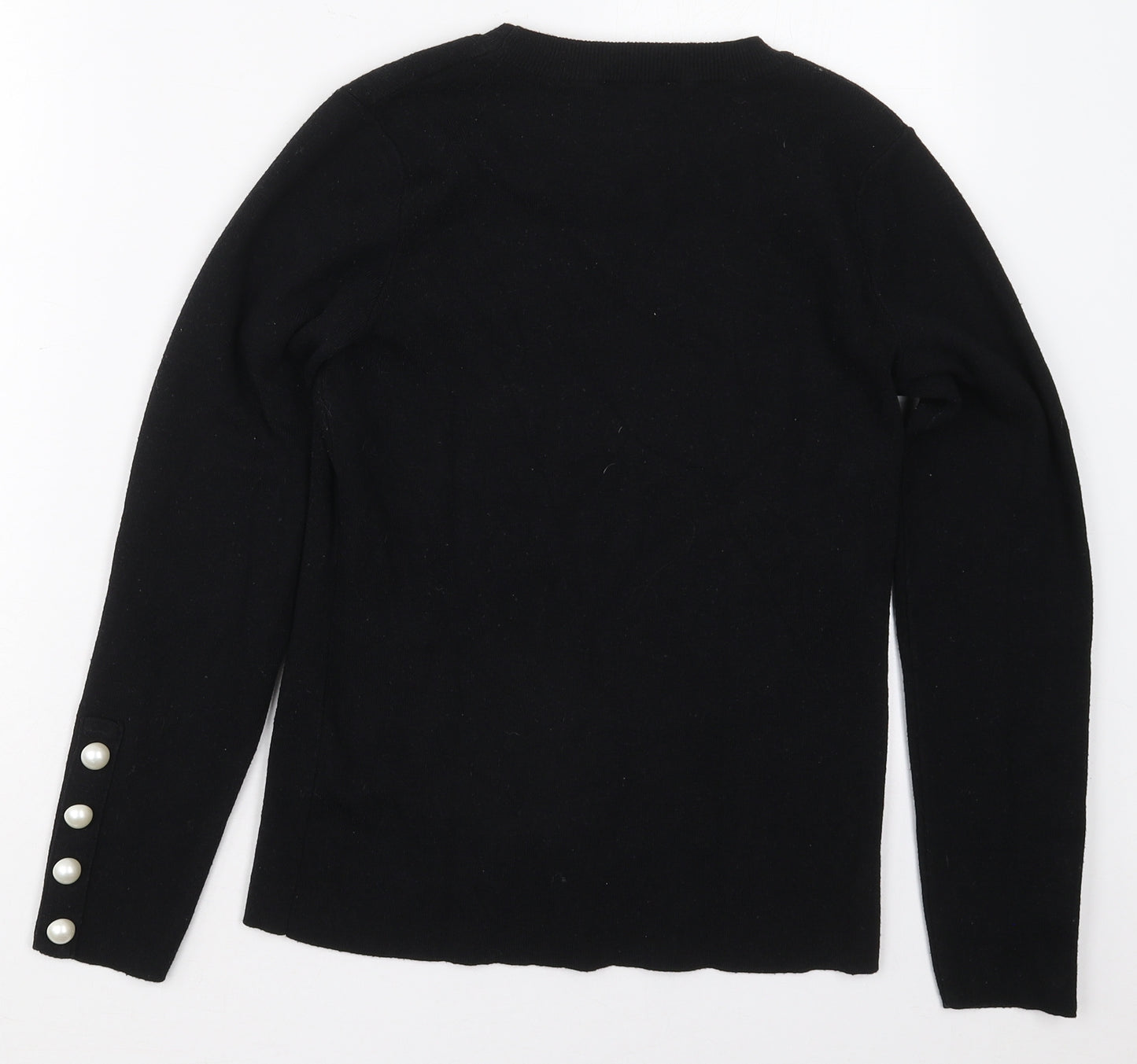 Savior Womens Black Crew Neck  Viscose Pullover Jumper Size M