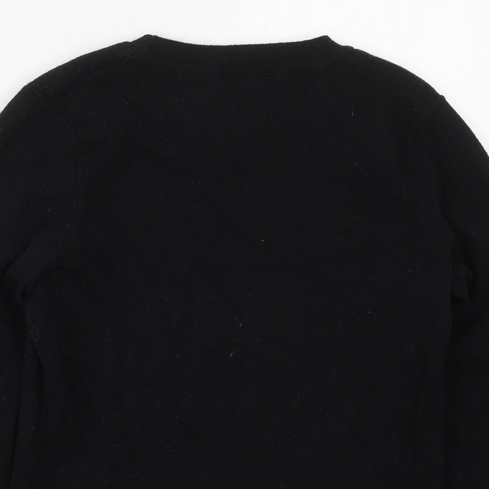 Savior Womens Black Crew Neck  Viscose Pullover Jumper Size M