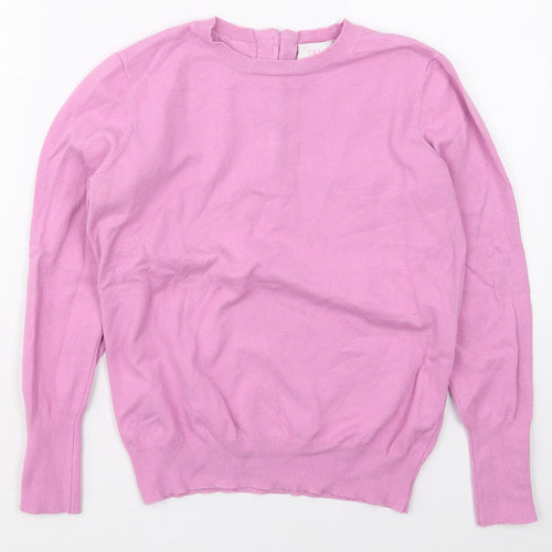 Savior Womens Pink Crew Neck  Viscose Pullover Jumper Size M
