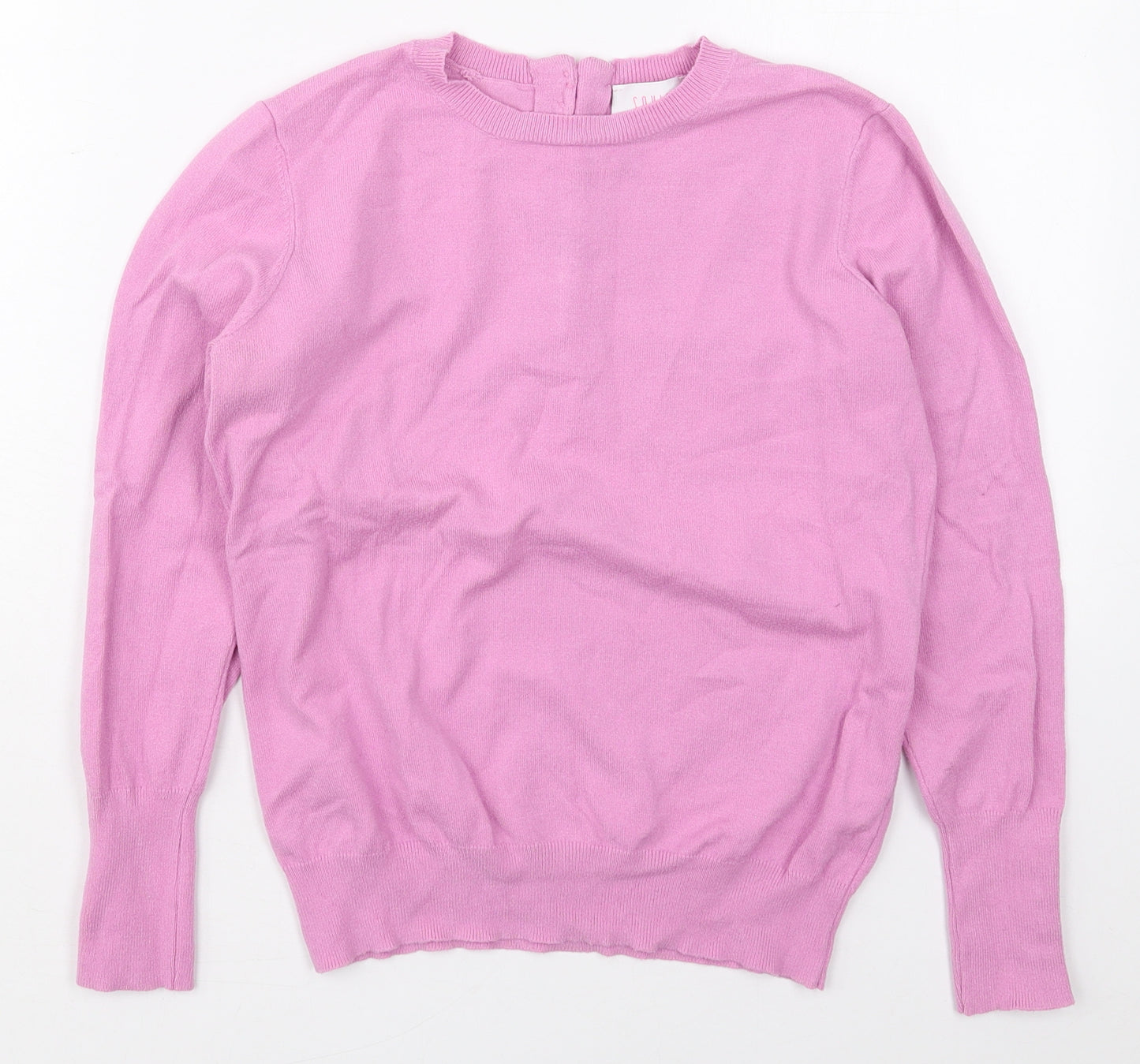 Savior Womens Pink Crew Neck  Viscose Pullover Jumper Size M
