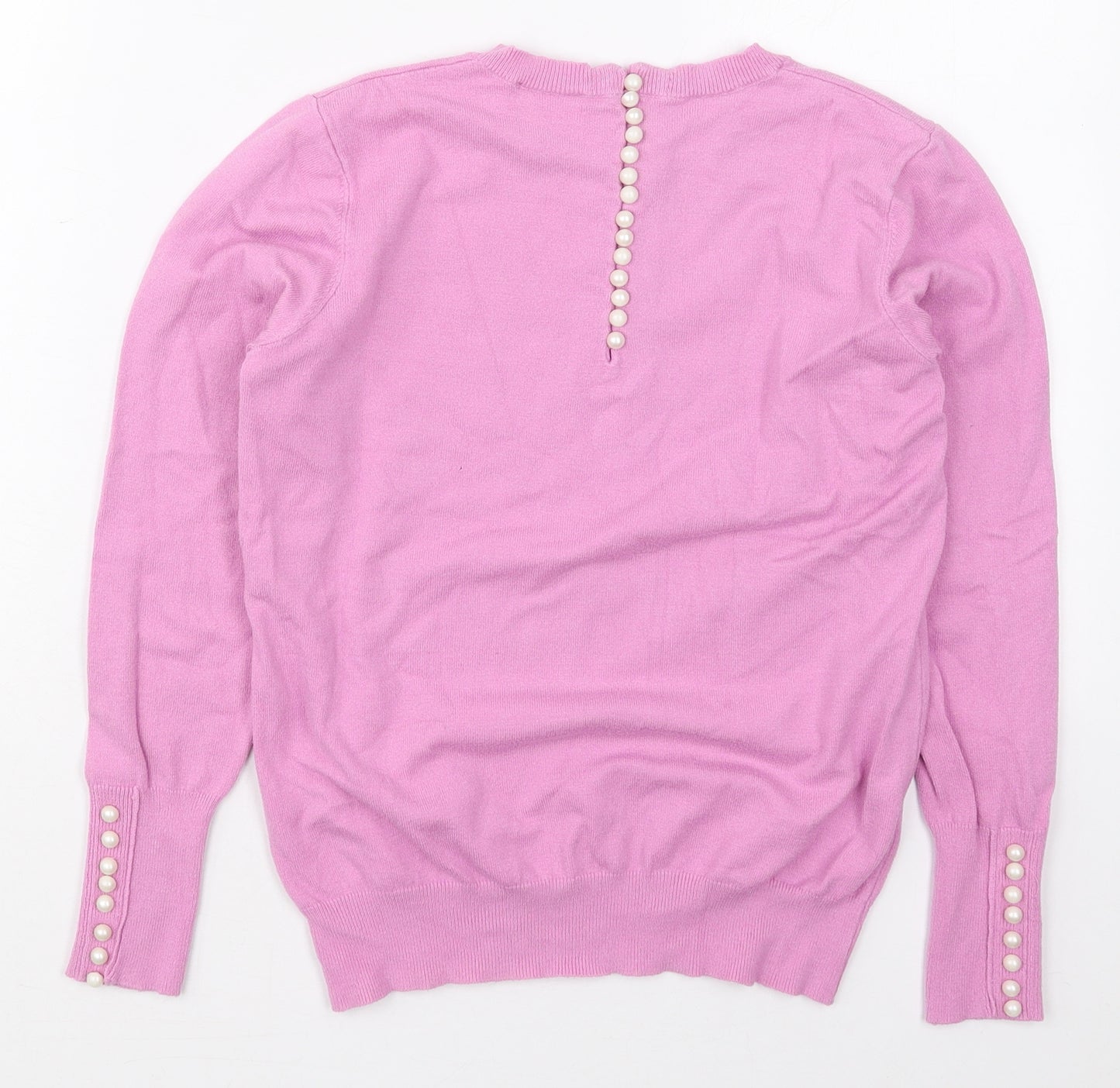 Savior Womens Pink Crew Neck  Viscose Pullover Jumper Size M