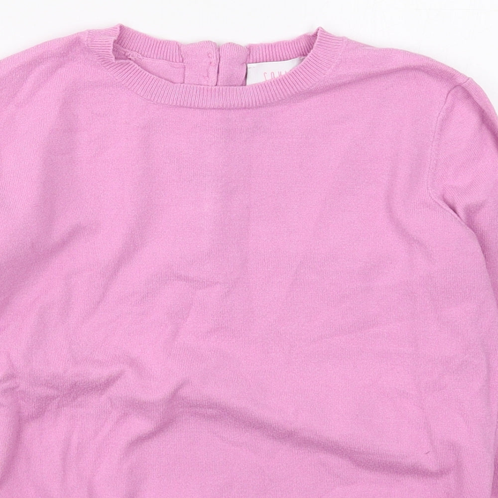Savior Womens Pink Crew Neck  Viscose Pullover Jumper Size M