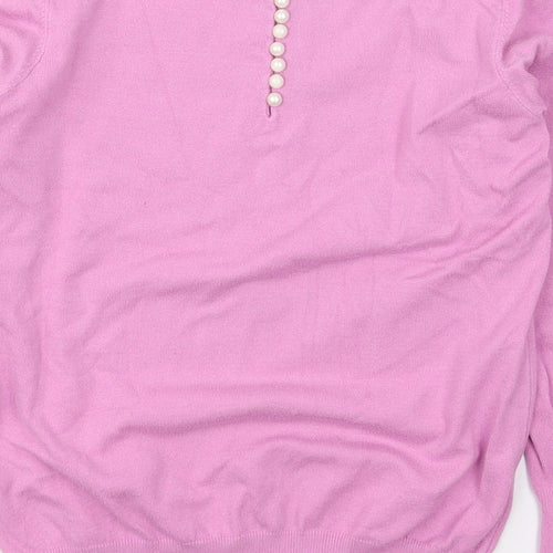 Savior Womens Pink Crew Neck  Viscose Pullover Jumper Size M