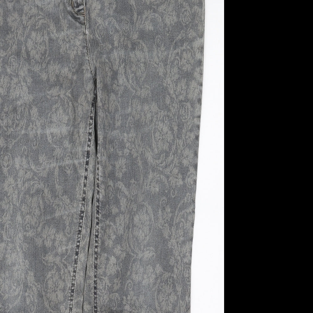 Belmonte Womens Grey Floral Cotton Tapered Jeans Size 20 L28 in Regular Button
