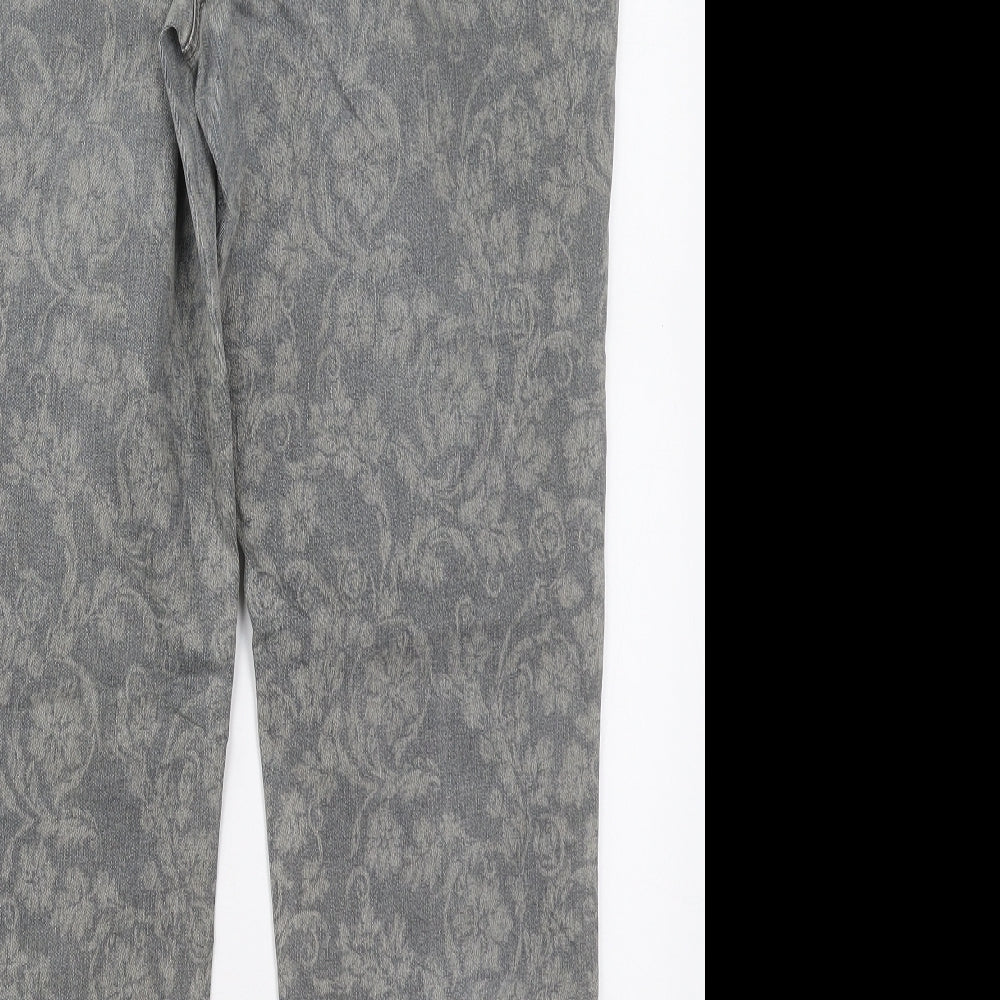Belmonte Womens Grey Floral Cotton Tapered Jeans Size 20 L28 in Regular Button