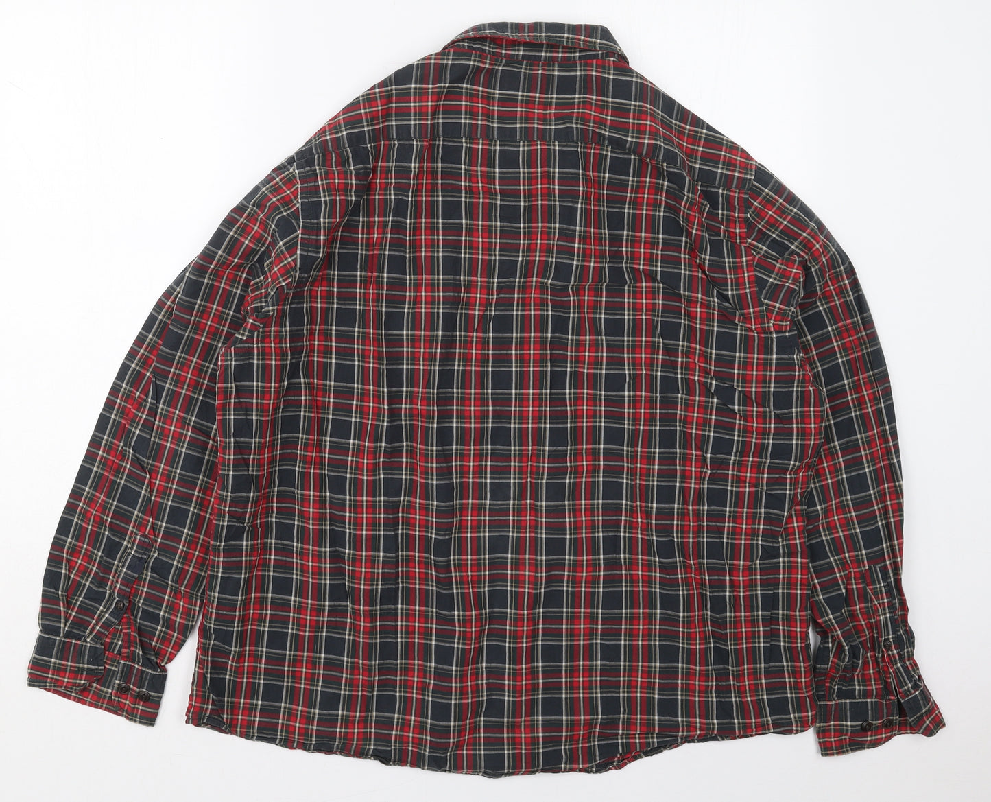 TU Mens Red Check Cotton  Button-Up Size 2XL Collared Button