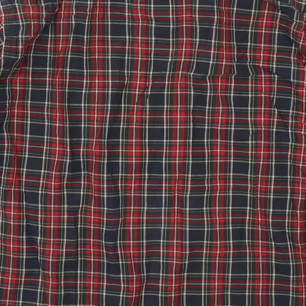 TU Mens Red Check Cotton  Button-Up Size 2XL Collared Button