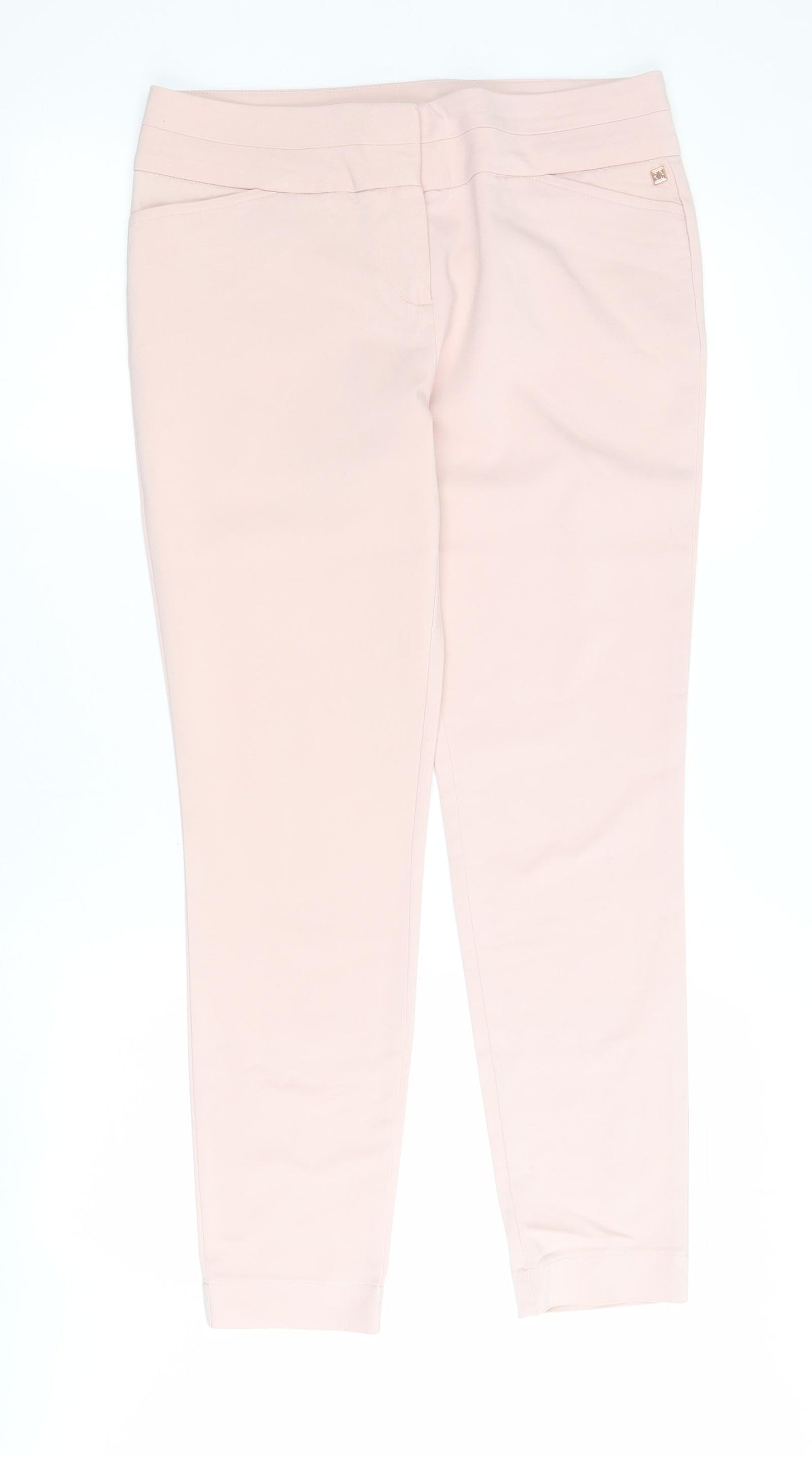 Ivanka Trump Womens Pink  Cotton Cropped Trousers Size 8 L27 in Regular Zip
