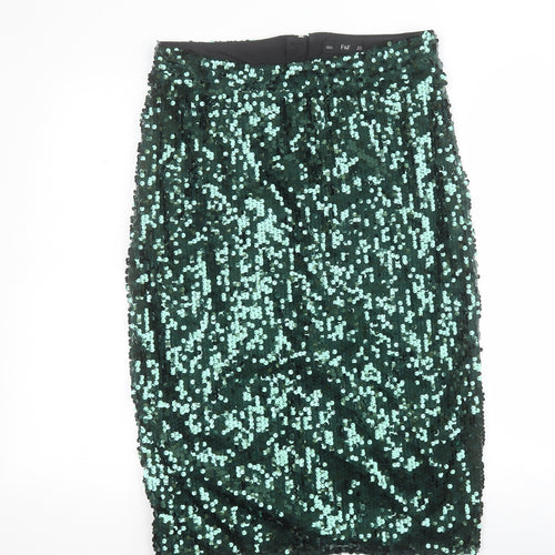 F&F Womens Green  Polyester Straight & Pencil Skirt Size 14   Zip