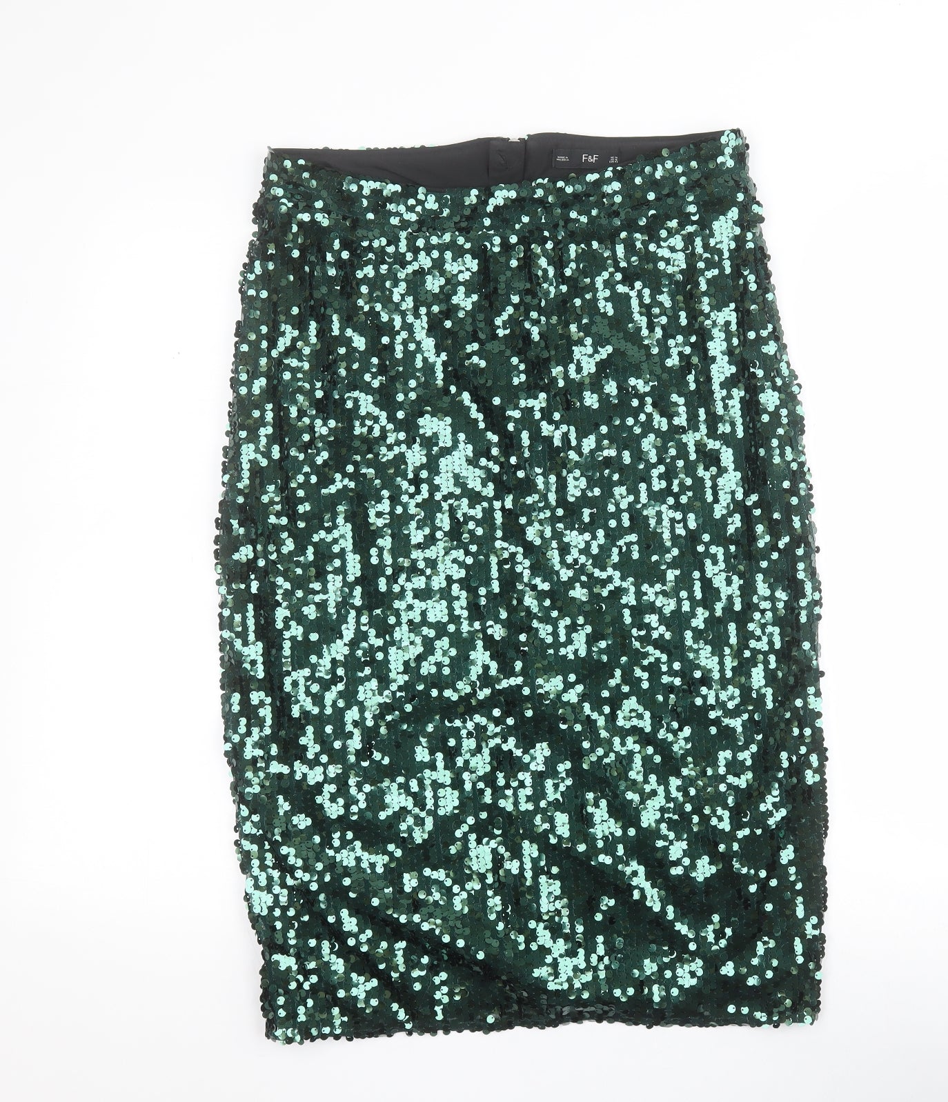 F&F Womens Green  Polyester Straight & Pencil Skirt Size 14   Zip