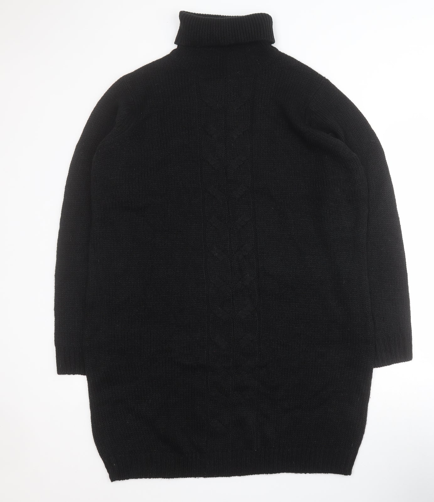 Studio Womens Black  Acrylic Jumper Dress  Size 16  Roll Neck Pullover