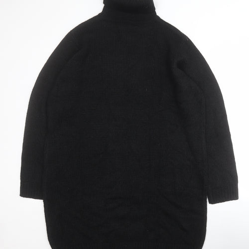 Studio Womens Black  Acrylic Jumper Dress  Size 16  Roll Neck Pullover