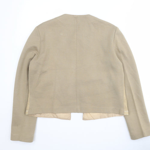 Jeffrey Ohrenstein Womens Beige   Jacket  Size 18  Hook & Eye