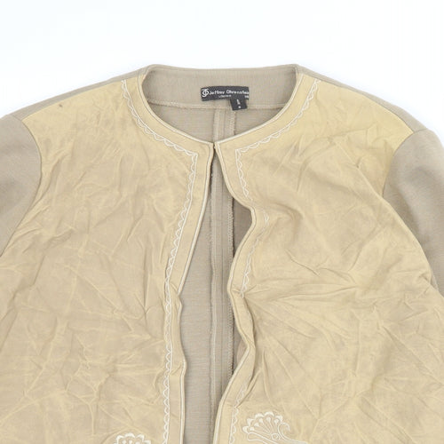 Jeffrey Ohrenstein Womens Beige   Jacket  Size 18  Hook & Eye