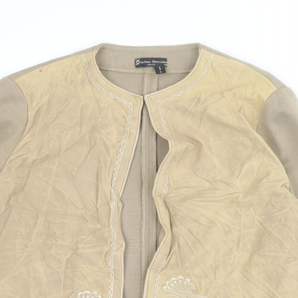 Jeffrey Ohrenstein Womens Beige   Jacket  Size 18  Hook & Eye