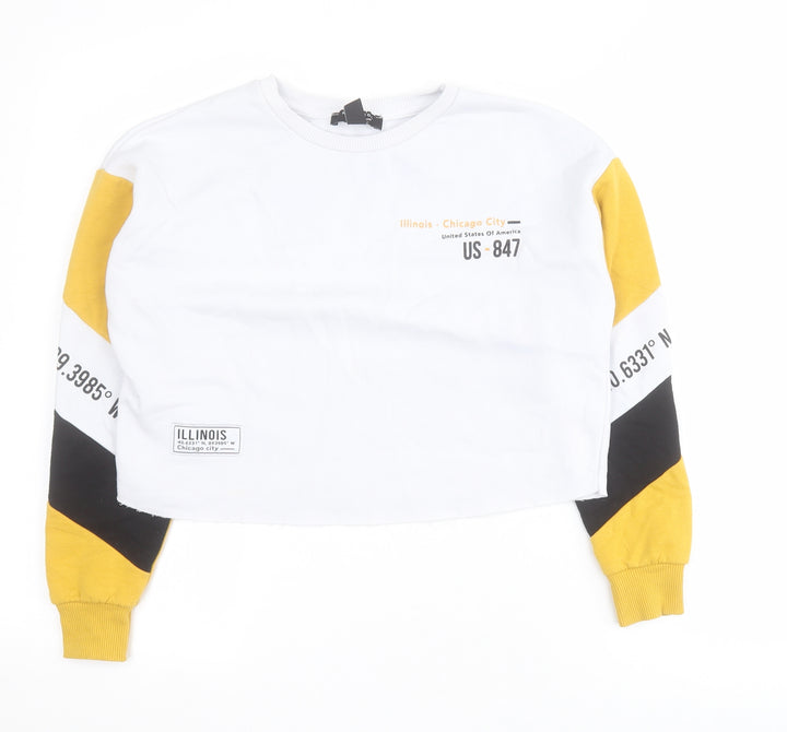 New Look Girls Yellow Colourblock Polyester Pullover Sweatshirt Size 10-11 Years Pullover - Cropped