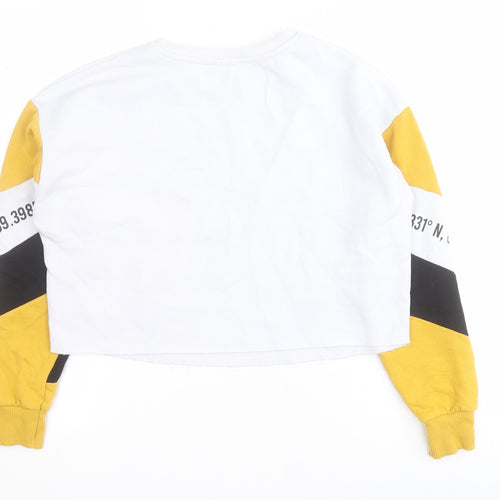 New Look Girls Yellow Colourblock Polyester Pullover Sweatshirt Size 10-11 Years  Pullover - Cropped