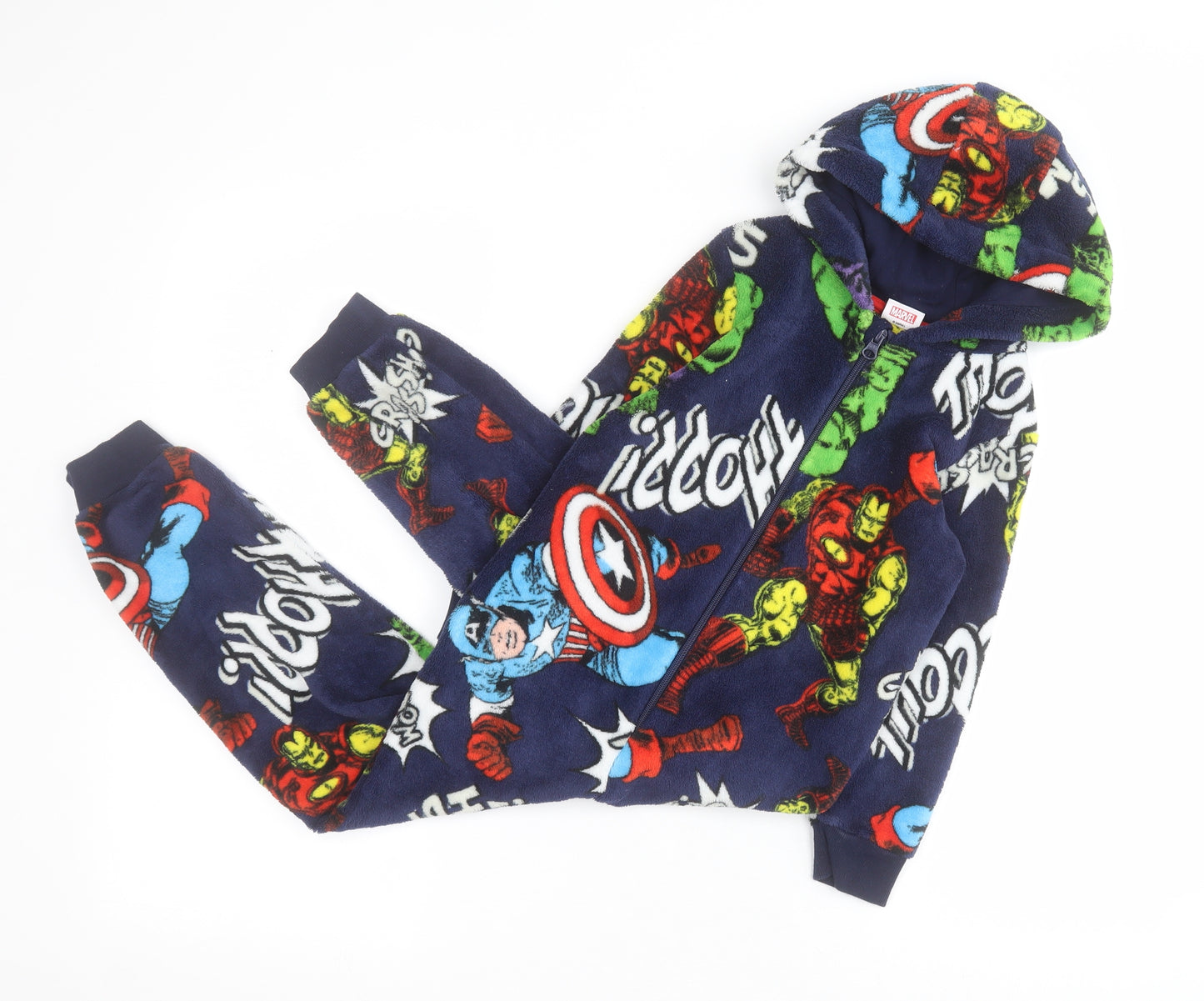F&F Boys Blue Solid Polyester  One Piece Size 5-6 Years  Zip - Marvel