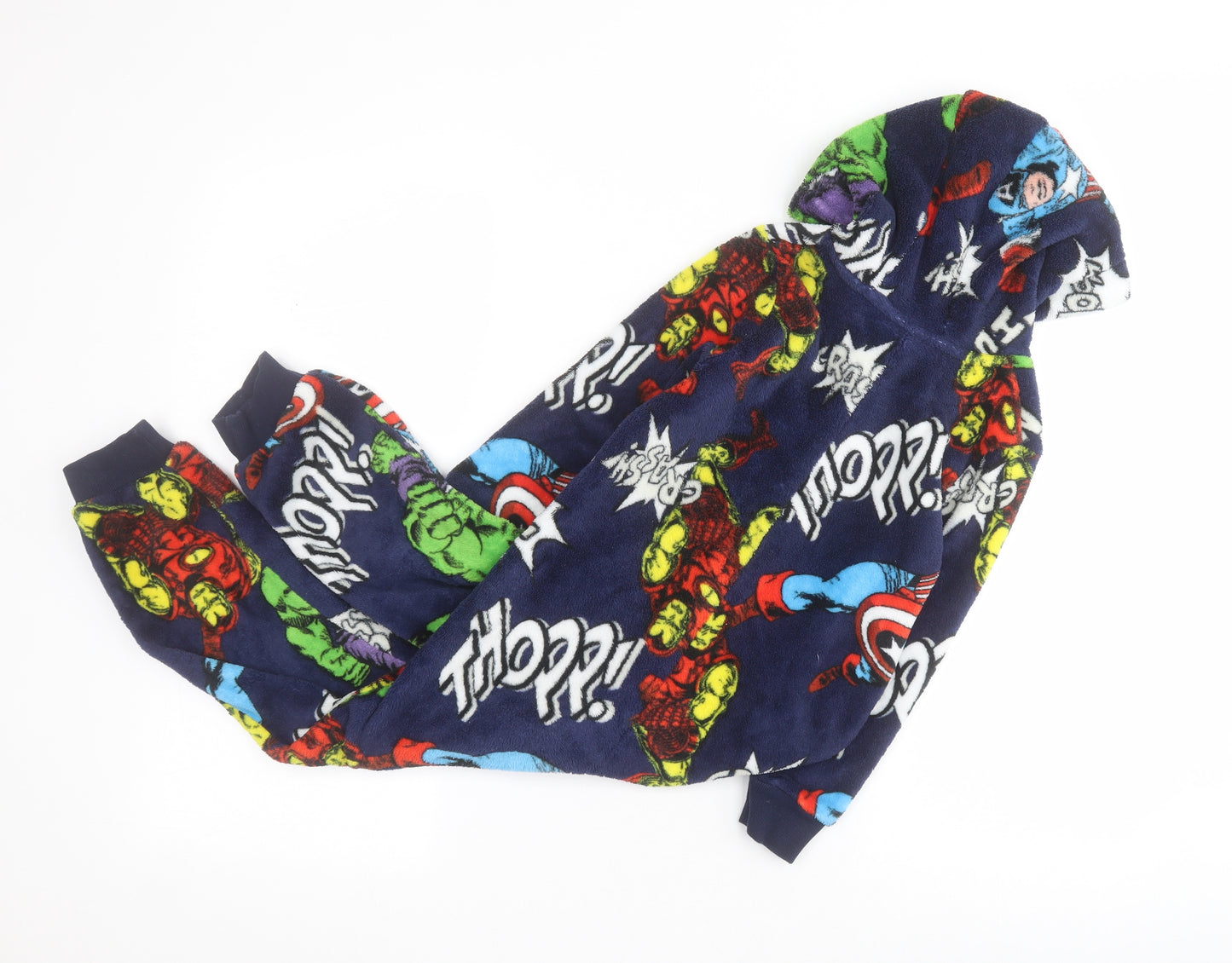 F&F Boys Blue Solid Polyester  One Piece Size 5-6 Years  Zip - Marvel