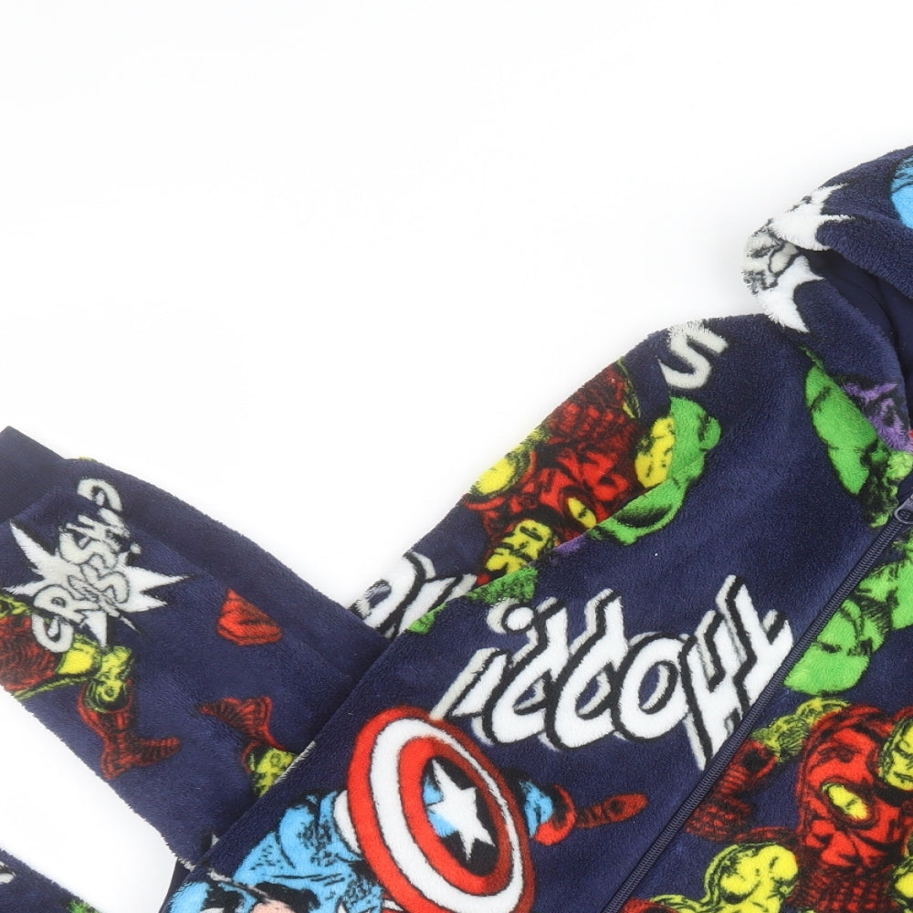 F&F Boys Blue Solid Polyester  One Piece Size 5-6 Years  Zip - Marvel