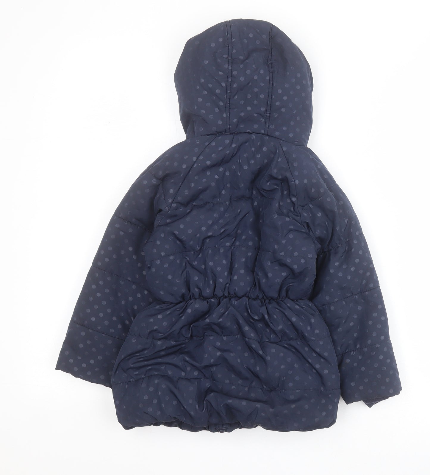 George Girls Blue Polka Dot  Puffer Jacket Coat Size 3-4 Years  Zip