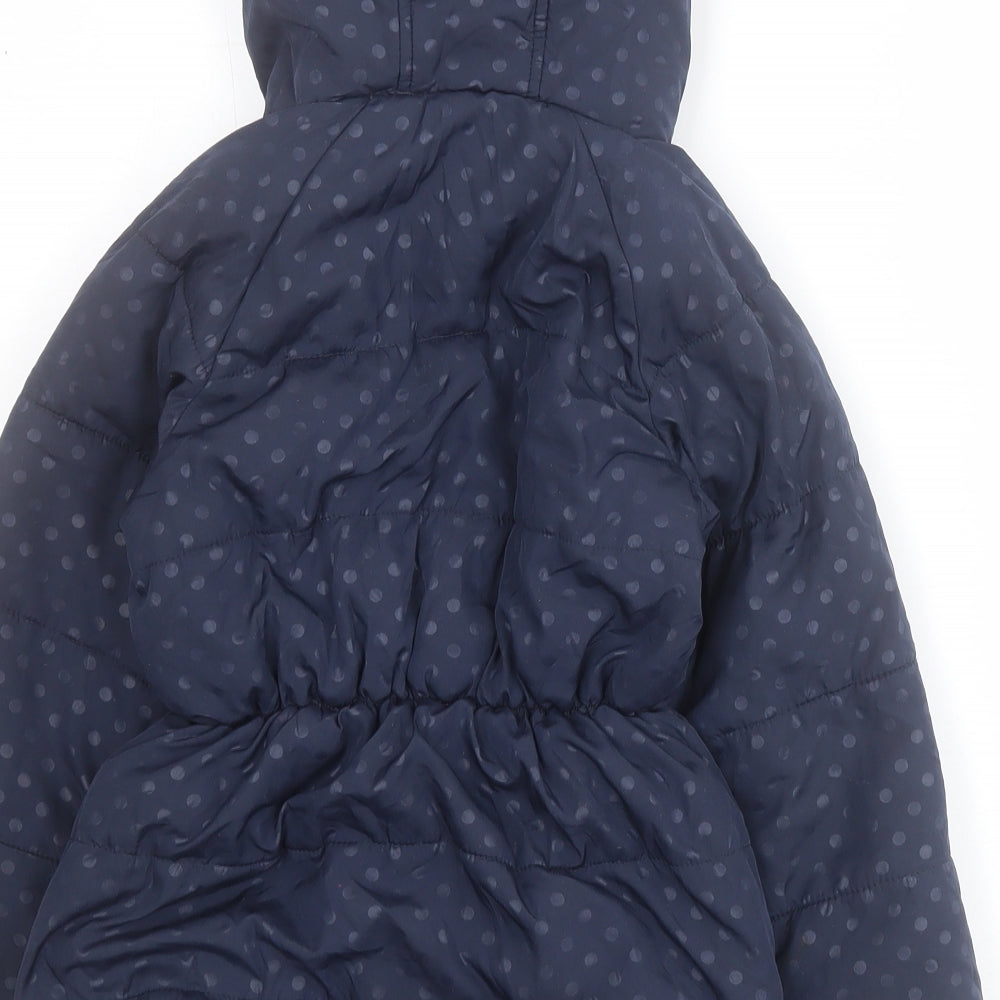 George Girls Blue Polka Dot  Puffer Jacket Coat Size 3-4 Years  Zip